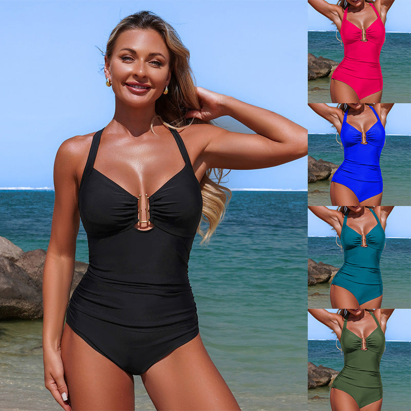 Women’S One-Piece Swimsuit Slimming Design Quick-Dry
