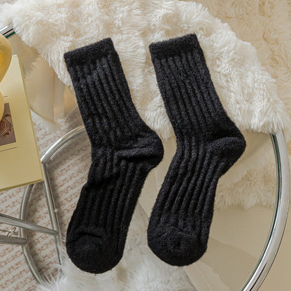 Solid Color Thicken Cashmere Plush Crew Socks