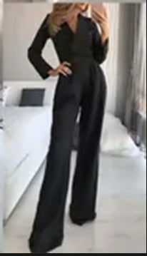 Elegant Casual Jumpsuit with Three-Quarter Sleeve in Polyester