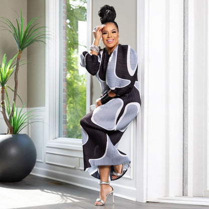 Elegant Lantern Sleeve Ruffled Maxi Dress