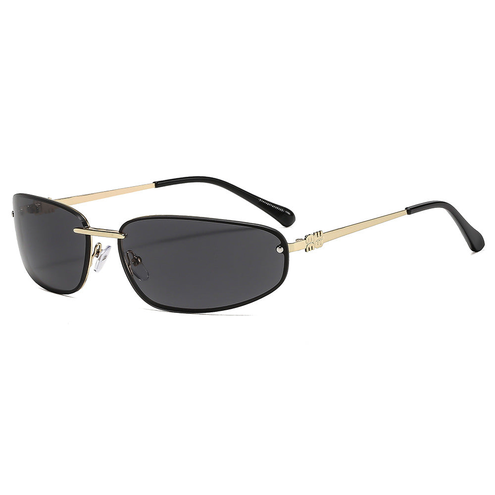 Y2K Fashion Rimless Sunglasses Stylish Metallic Shades
