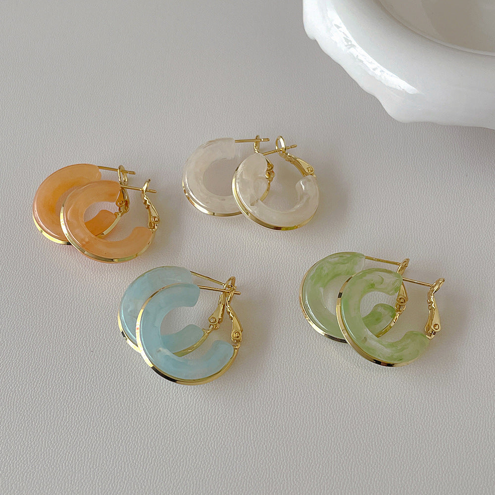 Candy Color Metal Geometics Hoop Earrings