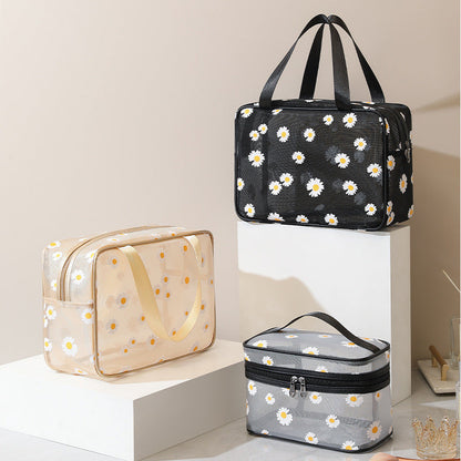 Daisy Large Capacity Portable Mesh Cosmetic Bags