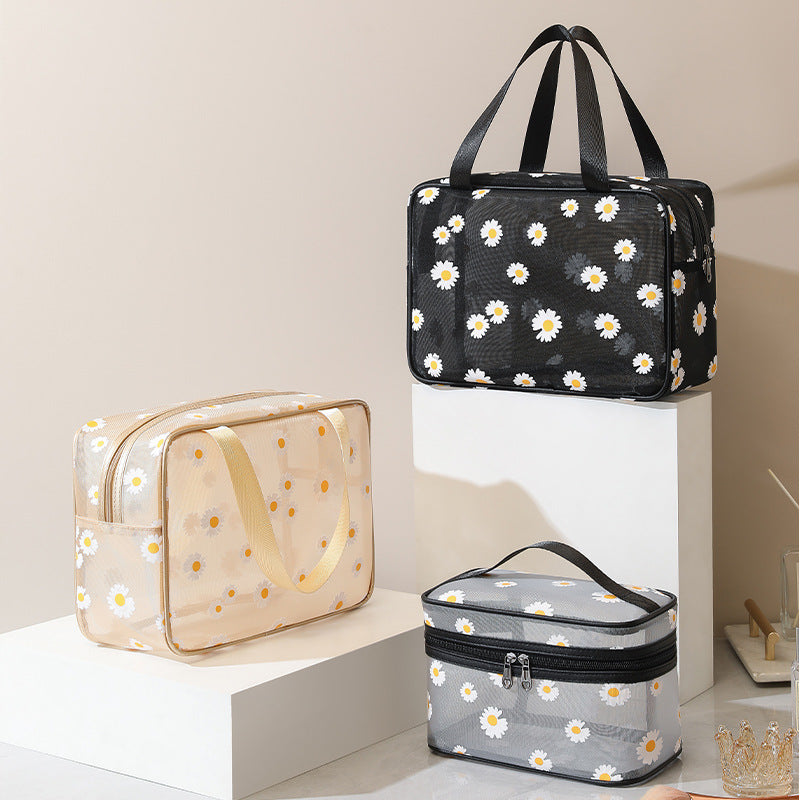 Daisy Large Capacity Portable Mesh Cosmetic Bags