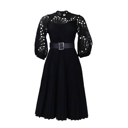 Elegant Lace Pleated Dress All-Season Casual Dress