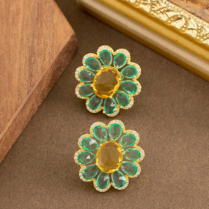 Daisy Flower Zircon Stud Earrings Exquisite Floral Design