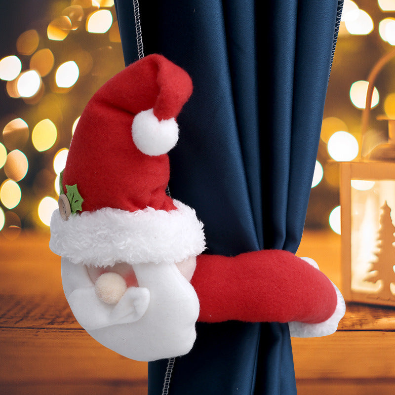 2pcs Cartoon Snowman Santa Christmas Curtain Tiebacks