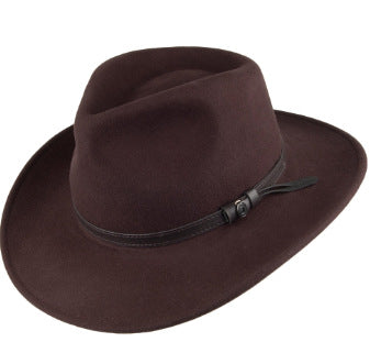 Stylish Wool Fedora Hats with Decorative Bands for Men