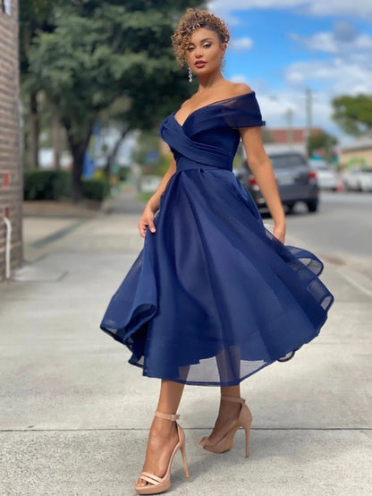 Sleeve Slim Dress Solid Color