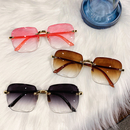 Trendy Fashionable Frameless Sunglasses Pink UV400 Protection