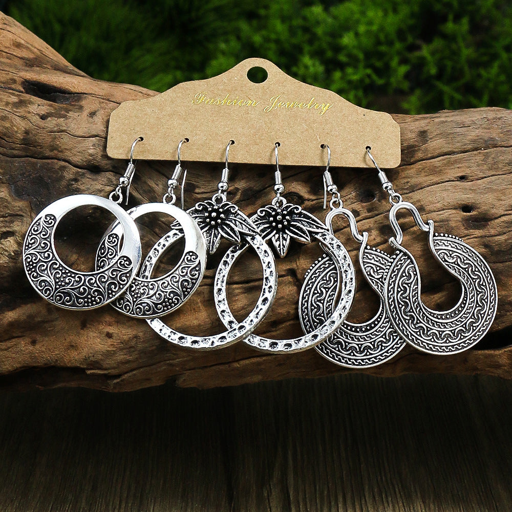 Vintage Geometric Alloy Earrings Set for Women