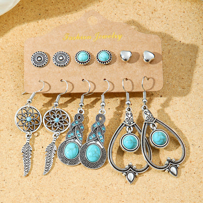 Bohemian Style Metal Earrings with Tassels and Geometric Shapes