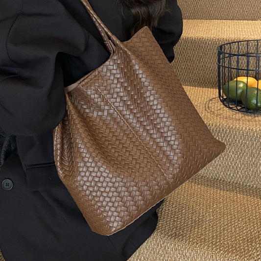 Woven Tote Bag for Women Stylish Casual Shoulder Bag