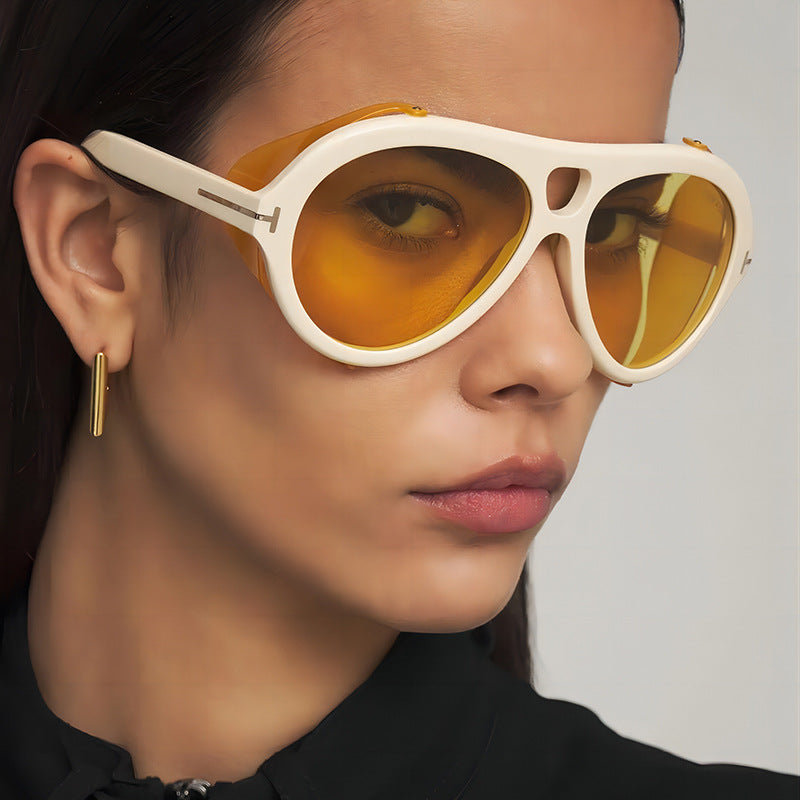 Trendy Double-Bridge UV400 Sunglasses Oversized Retro Style