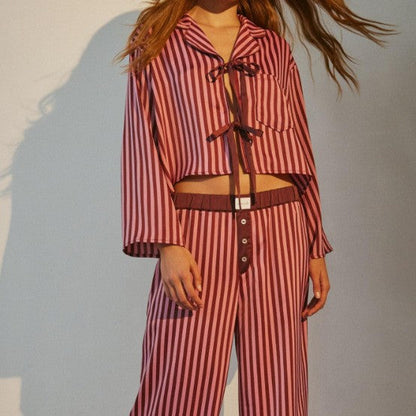 Floral Print Long Sleeve Long Pants Sleepwear Set