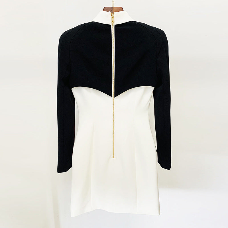 Trendy Color Block Bodycon Shirt Dress