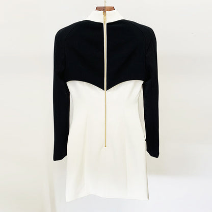 Trendy Color Block Bodycon Shirt Dress