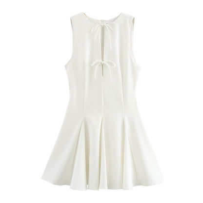 Vintage Sleeveless Bow Mini Dresses