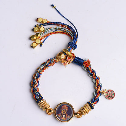 Hand-Woven Tibetan Famous Style Zakiram Thangka God Of Wealth Hand Rope Men'S And Women'S Bracelets Retro