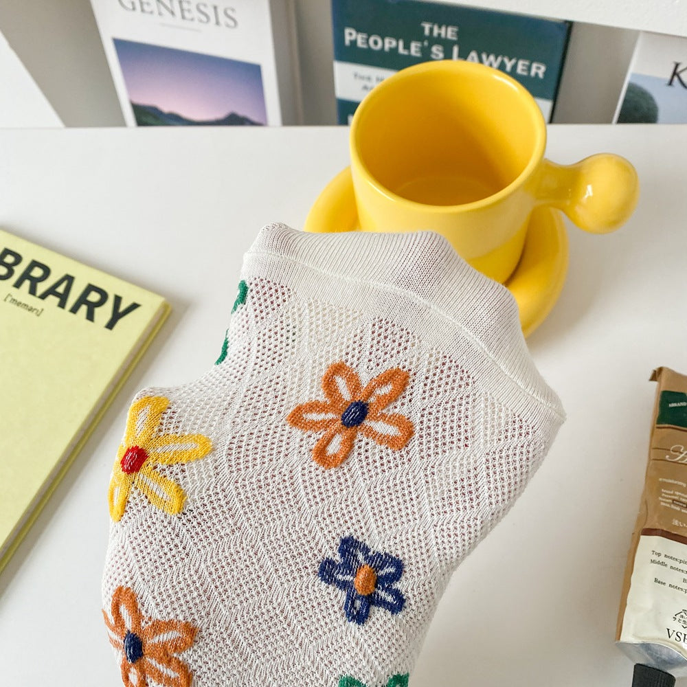 Rufia - Floral Grid Short Ankle Socks