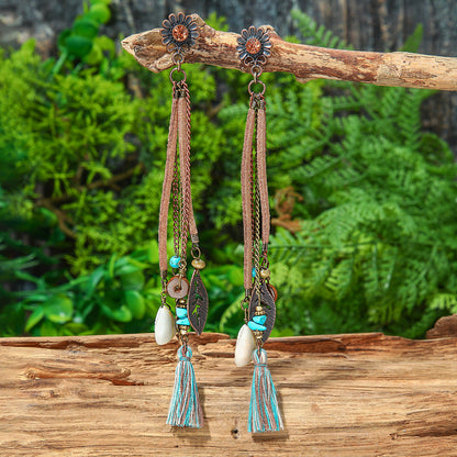 Bohemian Geometric Tassel Earrings Exotic Vacation Jewelry