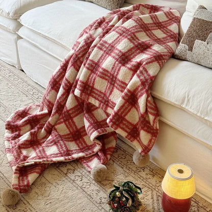 Vintage Plaid Soft Thicken Warm Blanket