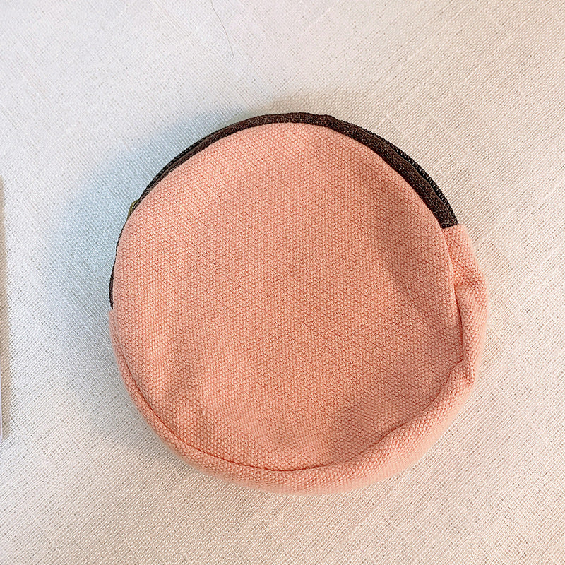 Round Cartoon Coin Purse Canvas Zipper Bag Cute and Customizable