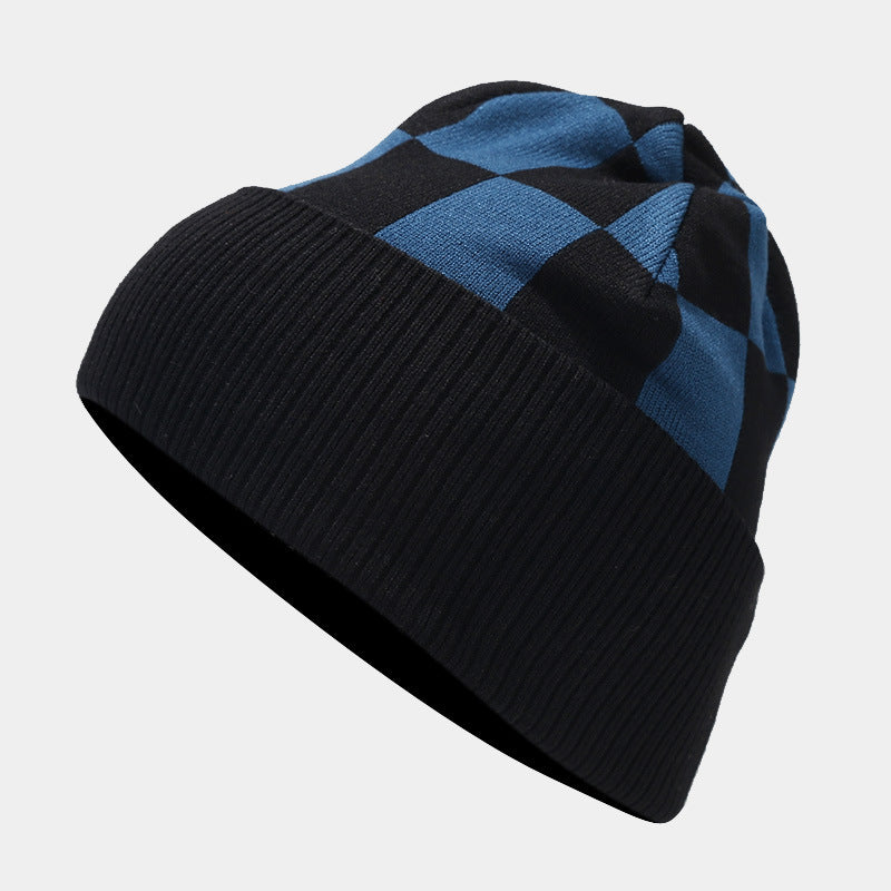 Winter Plaid Warm Hat Scarf Gloves Outdoor Sets