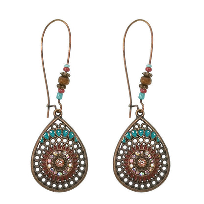 Bohemian Turquoise Earrings Vintage Style Geometric Alloy Earrings