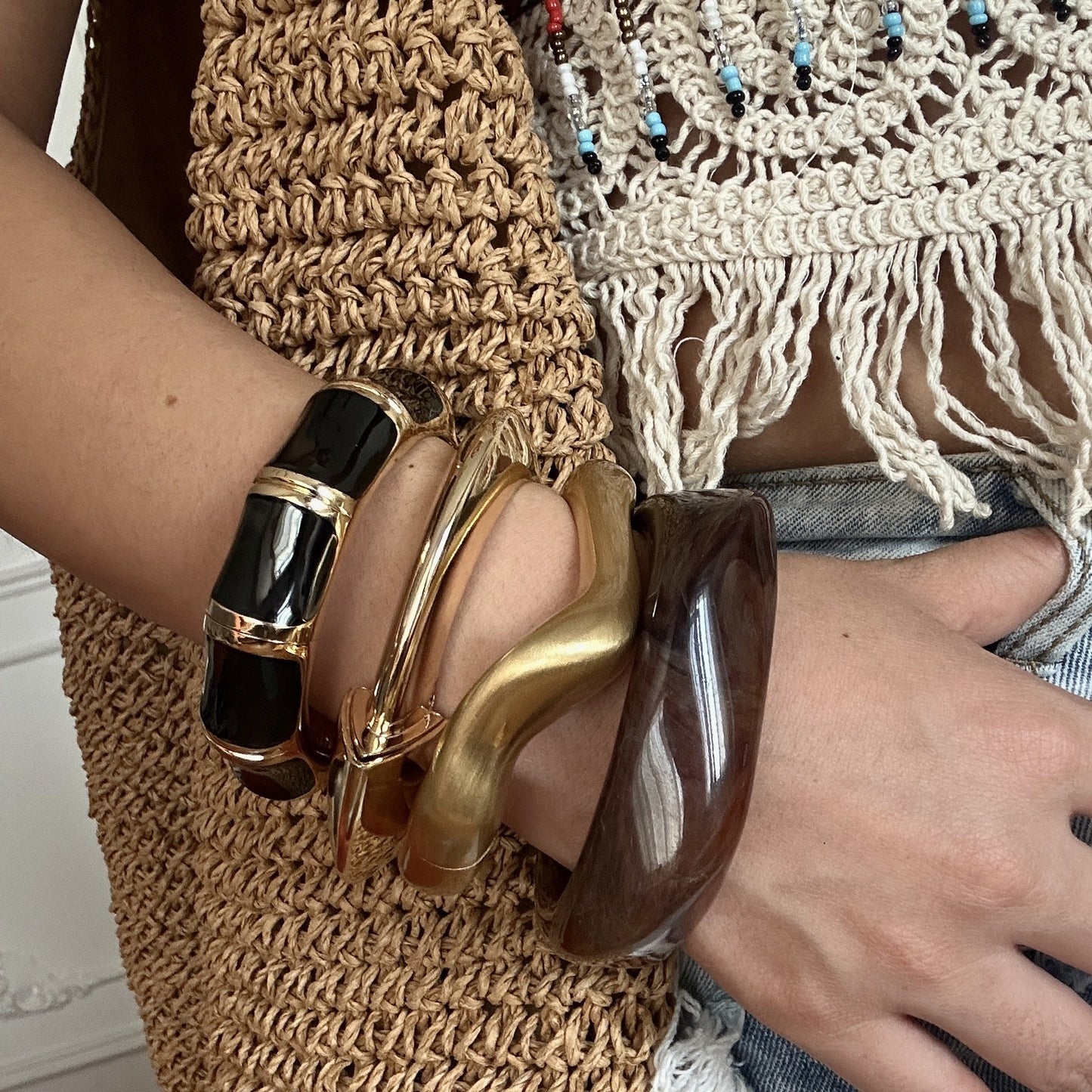 Irregular Metal Acrylic Layered Bracelets