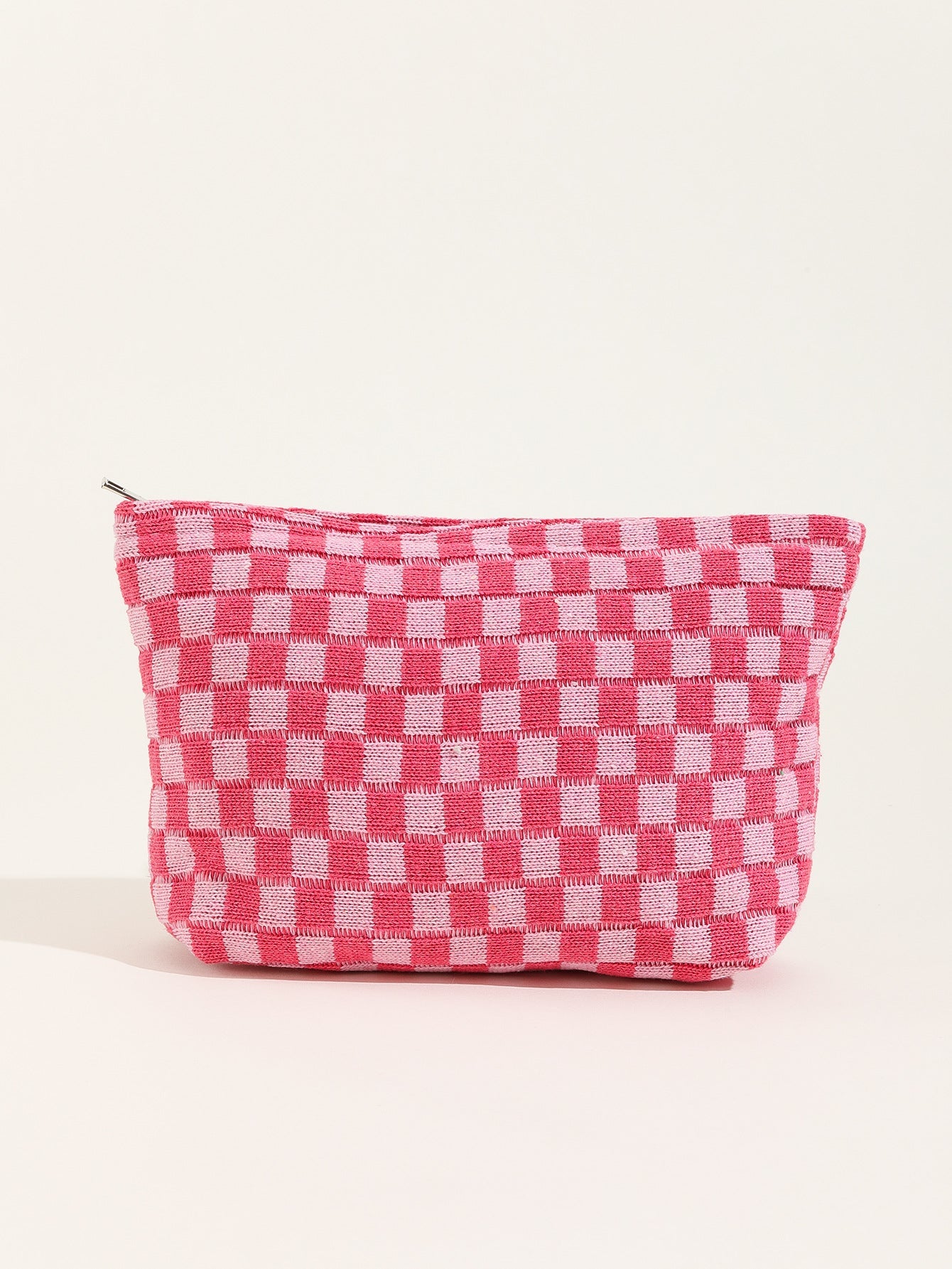 Plaid Color Block Lage Capacity Make Up Bag