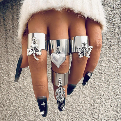Geometric Alloy Adjustable Ring Vintage Style Jewelry
