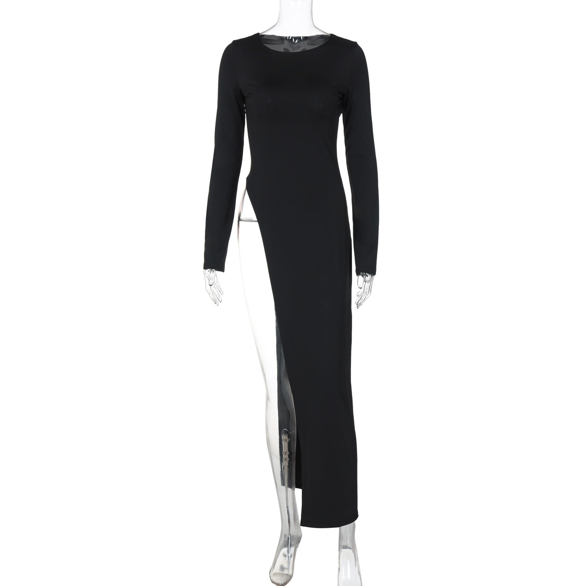 Trendy Split Hem Long Sleeve Dress