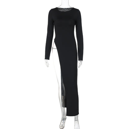 Trendy Split Hem Long Sleeve Dress