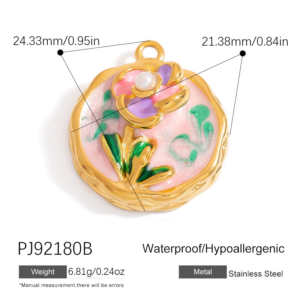 Stainless Steel Ocean-Themed DIY Flower Pendant Jewelry