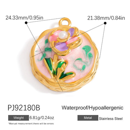 Stainless Steel Ocean-Themed DIY Flower Pendant Jewelry