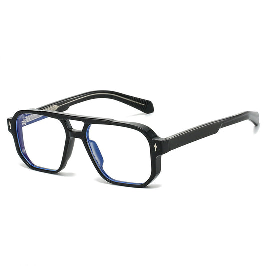 Trendy Double Bridge Pilot Glasses with Clear Lenses