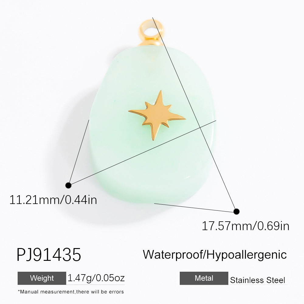 Butterfly Pendant Necklace Natural Stone Stainless Steel Jewelry