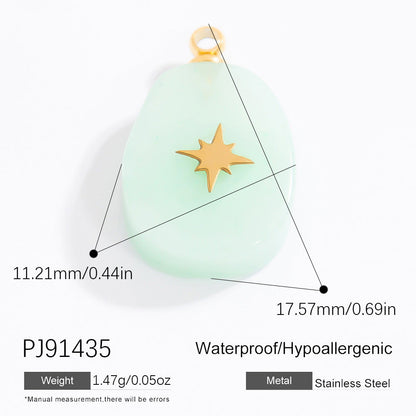 Butterfly Pendant Necklace Natural Stone Stainless Steel Jewelry