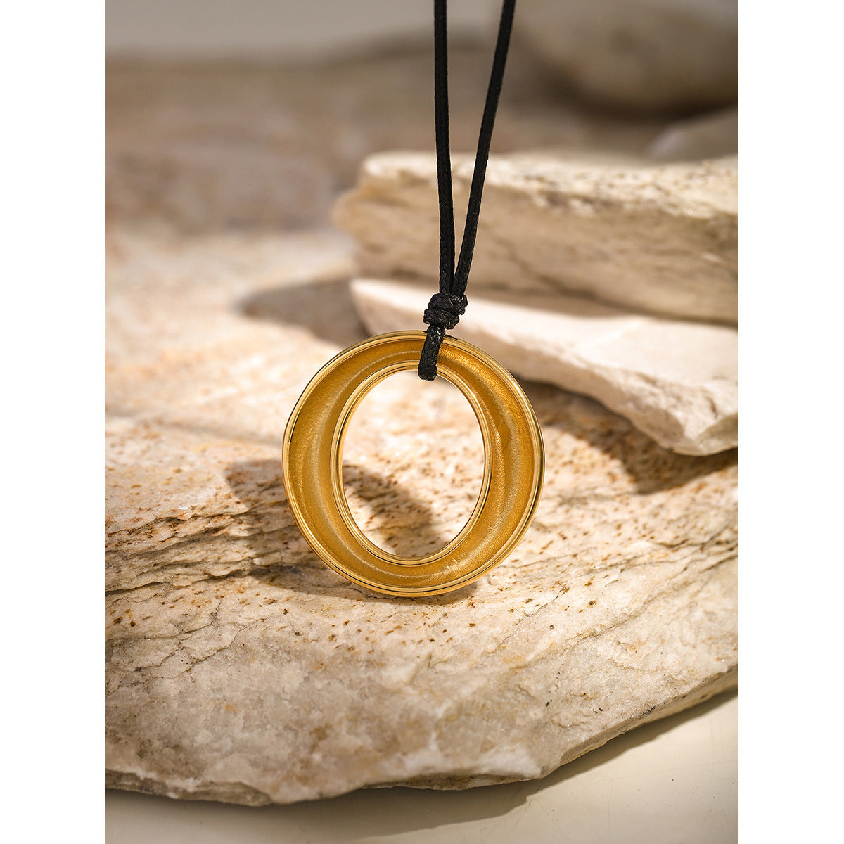 Simple Round Cutout Titanium Necklace