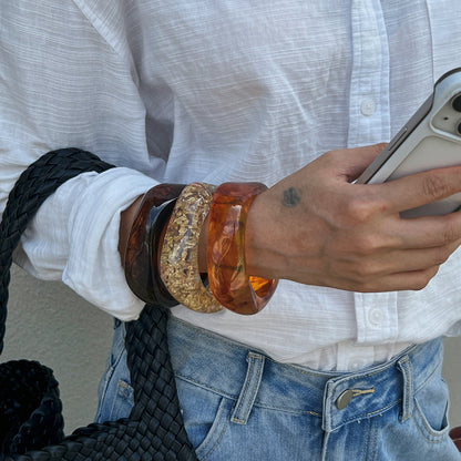 Vintage-Inspired Translucent Acrylic Geometric Bracelet