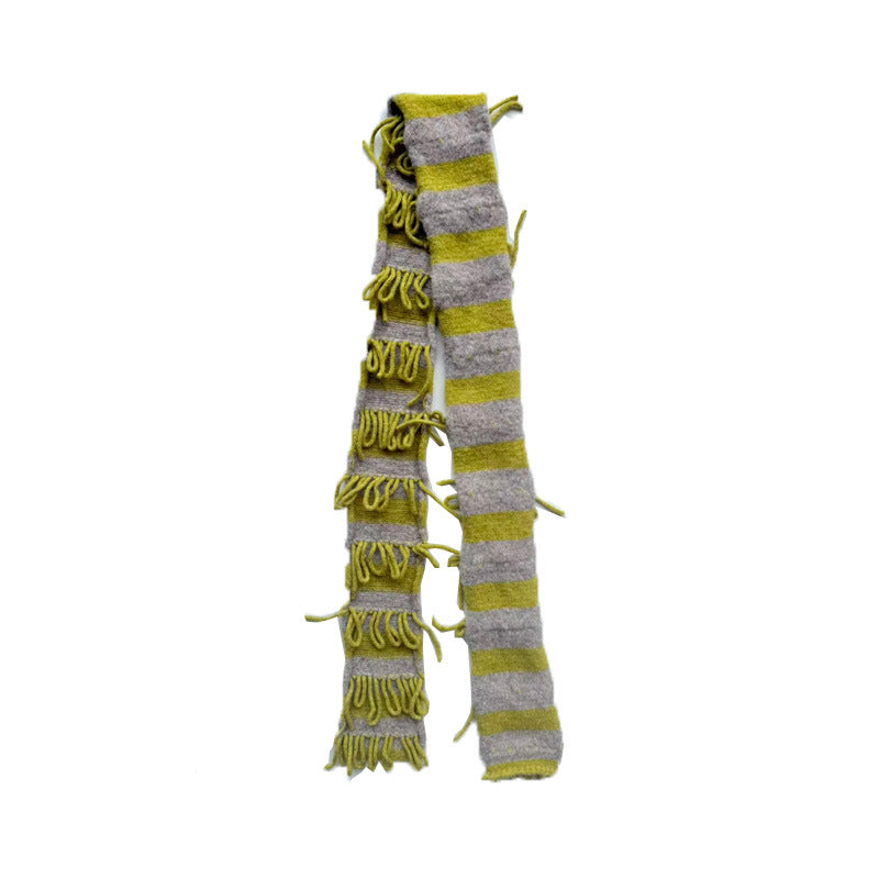 Handcrafted Striped Wool Blend Scarf for Women