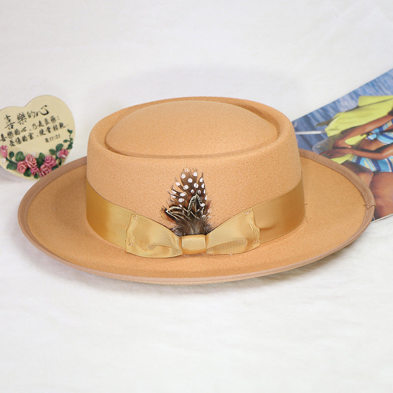 Trendy Pork Pie Wool Felt Hat for Men and Women
