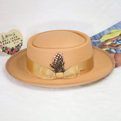 Trendy Pork Pie Wool Felt Hat for Men and Women