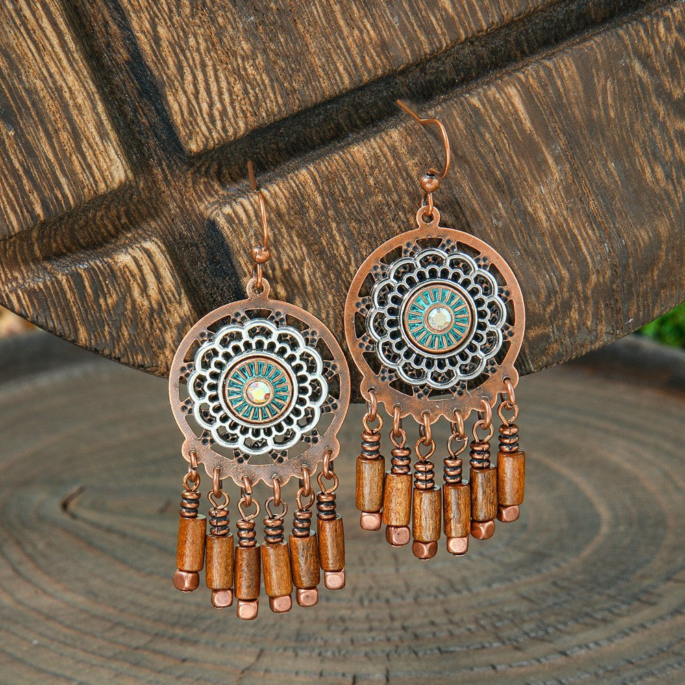 Bohemian Vintage Style Leaf Drop Earrings Stylish Zinc Alloy Jewelry