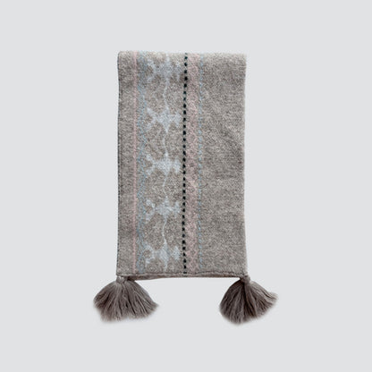 Wool Blend Fair Isle Scarf Unisex Soft Knit Winter Wrap
