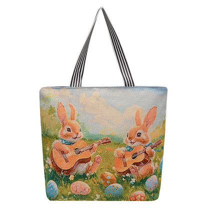 Cartoon Embroidered Canvas Tote Bag Stylish Soft Carryall