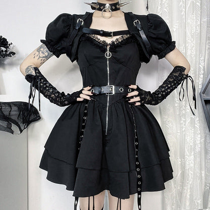 Chic Slim-Fit Tank Top Dress with Punk Details