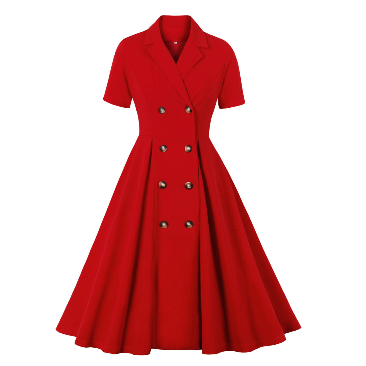Red Polo Collar Midi Dress Elegant Office Wear