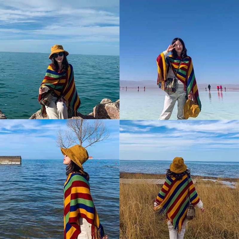 Tibet Travel Pullover Sweater Warm Knit  Ethnic Cape